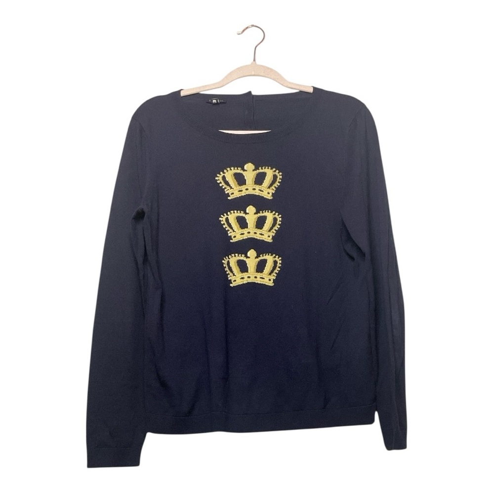 Women’s Talbots Triple Crown sweater‎ in navy with back button closure, size M